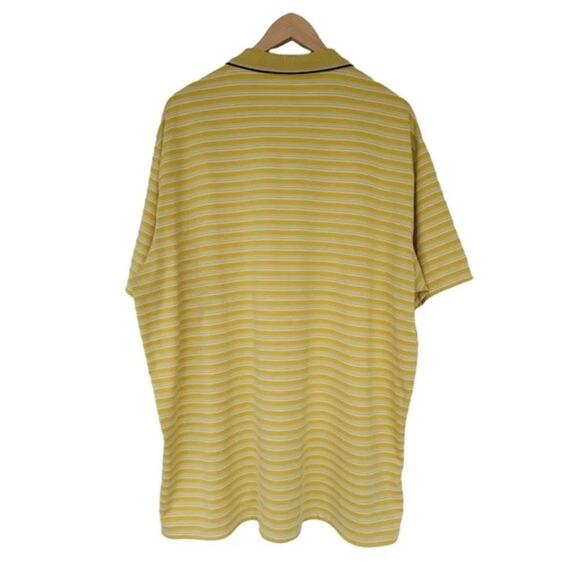 Nike Dri Fit Striped Polo Shirt Yellow White Men Size 2XL Golf Activewear - Picture 10 of 14